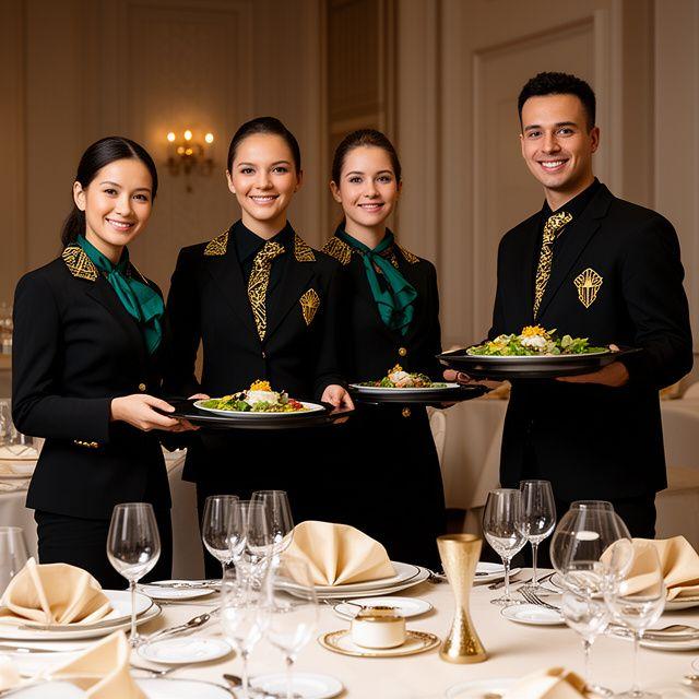 Equipo de servicio de DecoPlate Catering atendiendo una mesa con elegancia